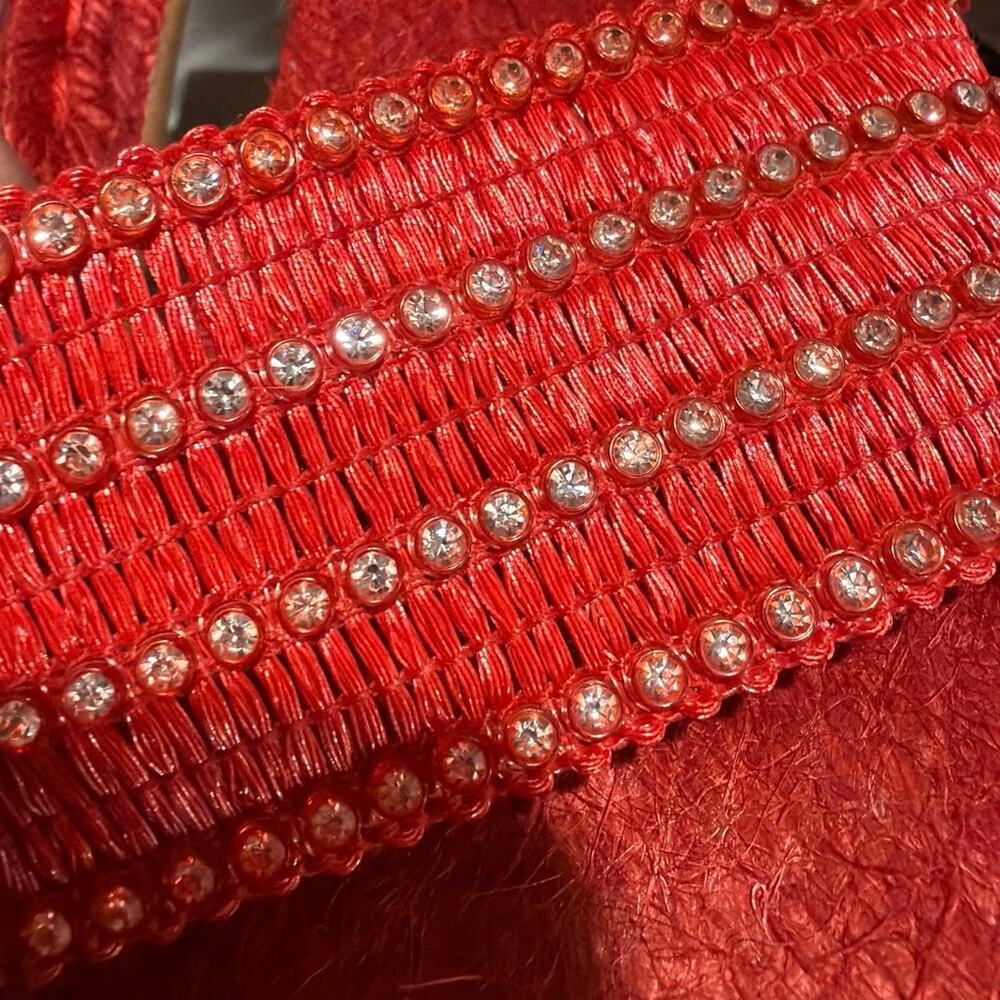 A. Marinelli size 7.5 red woven raffia espadrille slide sandals - Picture 3 of 4
